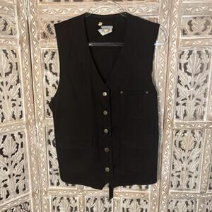 Vintage Backroad Blues Men's Classic Black Trucker Biker Mechanic Vest-MED